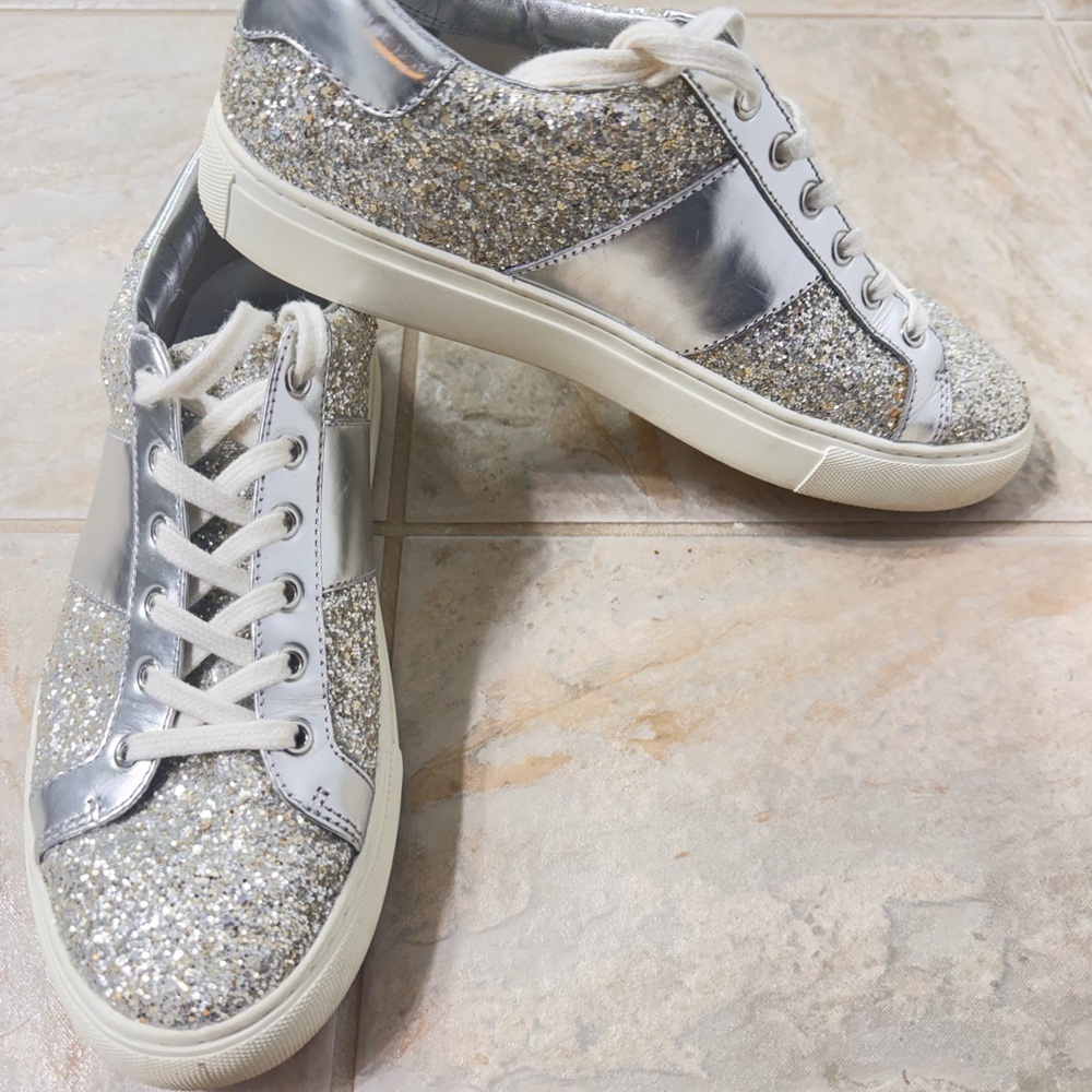 Tory Burch Silver and Glitter Sneakers